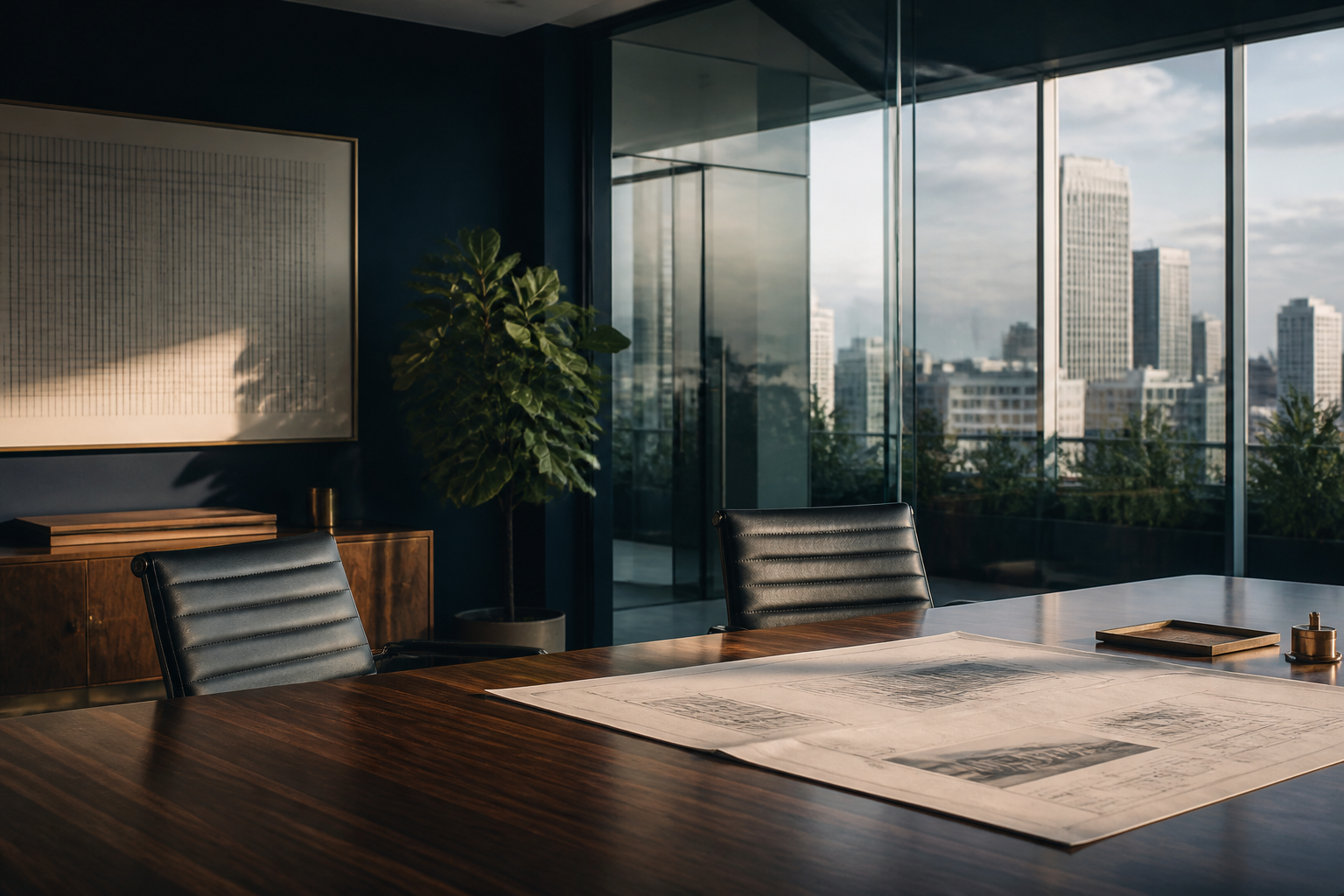 Sala de juntas con vista a la ciudad
